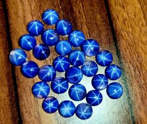 100% naturel bleu étoile saphir pierre précieuse Top qualité étoile saphir Cabochon pierre précieuse forme ronde anneau taille pierres précieuses en vrac en vrac - Product Image 1