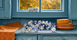 Set of 25 Hand Painted Blue and White Ceramic Modern Kitchen & Bathroom Cabinet Drawer <b>Handles</b> and Knobs - Product Image 2
