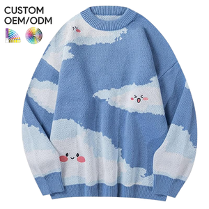 Pull en maille de coton biologique d'hiver à col rond à motif jacquard moelleux respirant pour homme avec logo OEM ODM personnalisé - Product Image 1