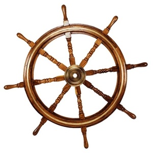 Wooden <b>Ship</b> <b>Wheel</b> Handmade Nautical Antique Design Indian Handicraft Wholesale Item Wall Decoration <b>Ship</b> Steering Brass Inlay - Product Image 3
