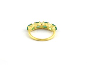 <b>Emerald</b> Stackable <b>Ring</b>: Oval Gemstone, Handmade Sterling <b>Silver</b> - Product Image 6