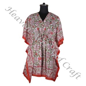 New Arrival 2024 Indian Hand Block Print <b>Kaftan</b> Robe KFCS149 Summer Dress Kimono Vacations Loose Fit Dress Women's Clothing - Product Image 1