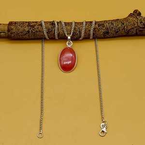 925จี้ดีเงินสเตอร์ลิงประดับพลอยเทียมธรรมชาติแบบมีขอบสร้อยอัญมณี - Product Image 4