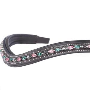 Correa de cuero para cejas de caballo, banda de cuero curvo, cómodo, suave, acolchada, cadena de cristales ostentosos multicolor, 1 fila - Product Image 4