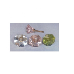 Tirador de perilla de gabinete de vidrio para cajón con tornillo en rosa claro, verde, transparente, color y tuerca disponible en todos los colores, decoración del hogar - Product Image 1