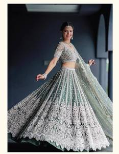 Diseñador indio Heavy Lehenga Choli colección Faux Georgette tela con bordado secuencia trabajo para mujeres ropa tradicional - Product Image 1