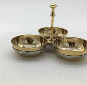 Ensemble de 3 bols de service modernes pour la maison, fête de mariage, noix et Fruits, couvercle de bol, décor couleur or, ensembles de bols à salade en métal modernes - Product Image 4