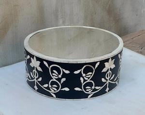 Soporte de pastel con incrustaciones de hueso, forma redonda para fiestas y pastel de boda, soporte de incrustaciones de hueso, diseño en blanco y negro, soporte de pastel con incrustaciones de hueso - Product Image 2
