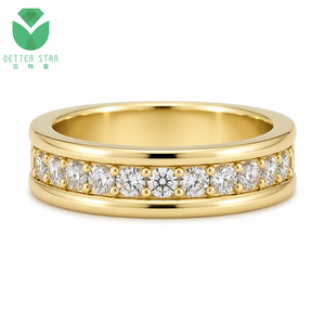 Bague de mariage Betterstar classique en or jaune 18 carats avec diamant de laboratoire taille ronde couleur <span class=keywords><strong>D</strong></span>, sertie en canal, certifiée IGI, pour femmes et hommes - Product Image 1