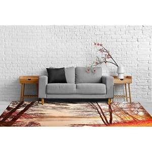 Alfombra Impresa: Personalizada, para Dormitorio, con Diseño de Árbol, Estilo Rústico, para Cuarto de Bebé, con Vista, Paisaje Otoñal, Alfombra Suave No Tejida - Product Image 2