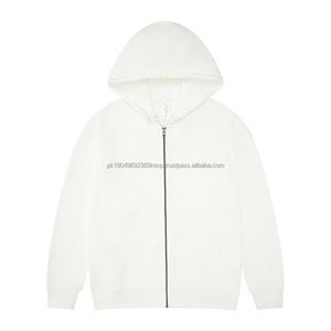 Custom Embroidered french terry hoodie 100% cotton y2k zip up designer zipper drop shoulder heavyweight oversized men hoodie - Product Image 3