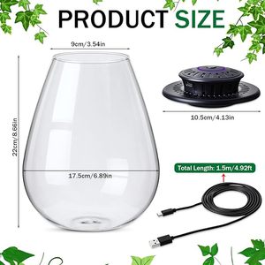 Mini Terrario de Vidrio de Escritorio <span class=keywords><strong>con</strong></span> <span class=keywords><strong>Luz</strong></span> de Cultivo para Plantas Suculentas, Musgo, Jardinería en Miniatura, Paisaje, Pecera Pequeña - Product Image 2