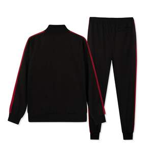 Sudadera con capucha con cremallera atlética deportiva de lana de gran tamaño para hombre y pantalones de jogging chándal de dos piezas estampado para deportes de invierno - Product Image 2