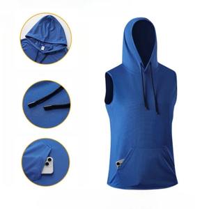 Summer Ice Silk Muscle <b>Hoodie</b> Tank Tops Men <b>Sleeveless</b> Running Gym Workout Fitness Quick Dry Vests Hip Hop Sweatshirt Male Tops - Product Image 2