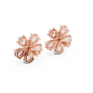 SHREYA DIAM Flower Shape Moissanite <b>Stud</b> Earrings Pear Cut 925 <b>Silver</b> / 9K Gold Claw Setting Luxury Women's Classic Jewelry - Product Image 6