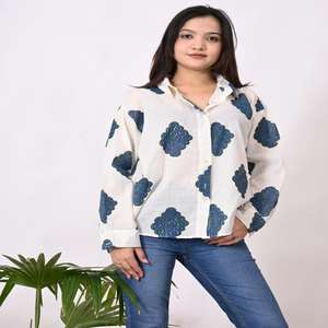 Chemise style bohème pour femme chemises décontractées en coton haut ample et confortable chemisier à la main chemises longues imprimées pour femme - Product Image 3