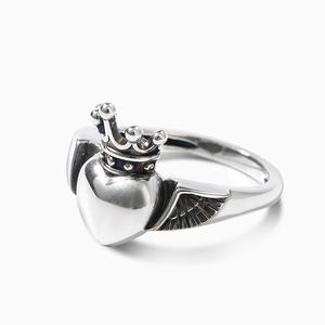 Jeulia Rose Gold Plated Wings & <b>Crown</b> Heart Sterling Silver <b>Ring</b> - Product Image 2