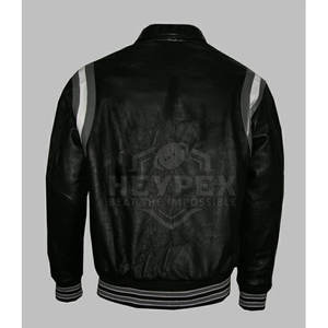 2025 Veste d'hiver à col montant pour hommes en cuir de mouton noir à manches longues style High Street avec service OEM - Product Image 5