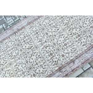Tapis turc vintage 3,6 x 6,8 pieds, tapis de sol, tapis en laine blanc et marron à bordures - Product Image 5