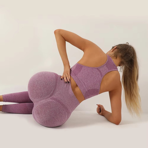 Tallas grandes al por mayor alta calidad moda alta cintura belleza entrenamiento transpirable 2 uds conjuntos de Yoga Fitness mujeres - Product Image 6