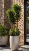 Pot de fleurs en fibre de verre FRP de haute qualité, design classique, finition rustique écologique, pour l'intérieur et l'extérieur, maison et jardin