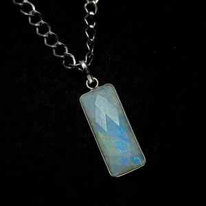 Colgante de Plata de Ley 925 ovalado facetado, piedra lunar arcoíris, piedra lunar Natural, colgante de plata chapada en oro del fabricante - Product Image 2