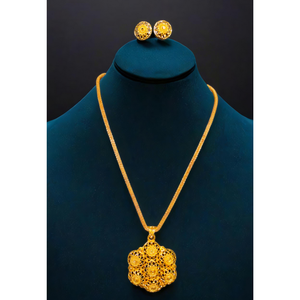 Juego de pendientes de collar hechos en India con juego de pendientes de collar de estilo moderno chapado en oro de 22 quilates a la venta por exportadores indios - Product Image 1