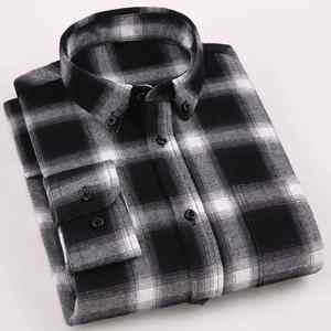 Chemises décontractées en flanelle de haute qualité pour hommes, grande taille, manches longues, design anti-froissement et respirant pour le printemps, chemises pour hommes - Product Image 4