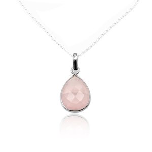 Collier de bijoux minimalistes en argent sterling 925 Quartz rose rose avec cadeau de mariage en platine - Product Image 2