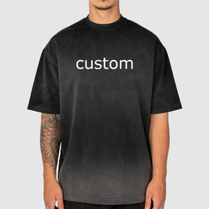 Wholesale Men'S <b>Tshirt</b> Acid Washed Rib Neck <b>Tshirts</b> Drop Shoulder Oversized Streetwear Distressed T-Shirts for Men - Product Image 6