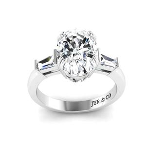 Modern Oval Cut Diamond Gold Plated 925 <b>Silver</b> Three Stone Engagement <b>Ring</b> For Women Luxury Jewelry At Wholesale Price - Product Image 2