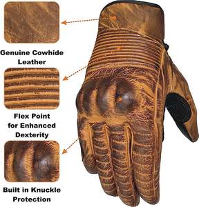 Guantes de cuero para moto, guantes de carreras, estilo retro - Product Image 3