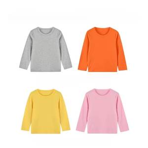 เสื้อแขนยาวสำหรับเด็กผู้ชายและเด็กผู้หญิง, เสื้อแฟชั่นแขนยาวผ้าฝ้าย100% สีตัดกัน - Product Image 4