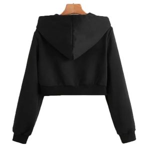 Ensemble de survêtement personnalisé pour femme, idéal pour la gym, le fitness, les activités sportives en extérieur, avec sweat à capuche, haut court et pantalon, en polaire pour l'hiver, écologique - Product Image 2