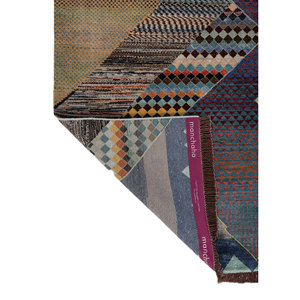 Tapis Manchaha noués à la main en laine et soie de bambou, design patchwork gris et noir pour salon, couloir, épaisseur 10 mm - Les-2822 - Product Image 5