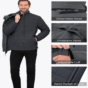 Veste d'hiver de haute qualité, logo OEM, camping, randonnée, denim personnalisé, vintage, col montant, motif uni, imperméable, respirante, pour hommes - Product Image 5