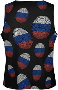 Camiseta sin mangas deportiva para hombre con estampado de huellas dactilares, 100% algodón, para entrenamiento, gimnasio y fitness. - Product Image 4