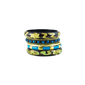 Meilleurs ensembles de bracelets joncs vintage en alliage plaqué or et résine géométrique, bijoux unisexes élégants et tendance de style bohème pour femme et mariage - Product Image 4