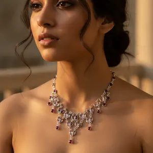 Women's 925 Silver Moissanite Gemstone <b>Necklace</b> <b>Statement</b> Jewelry - Product Image 3