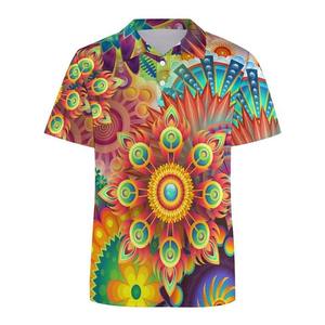 Vêtements de golf pour hommes été 2026, imprimé floral décontracté pour chemise à manches courtes, tissu jersey 100% polyester à séchage rapide, pour le golf sur le terrain - Product Image 1