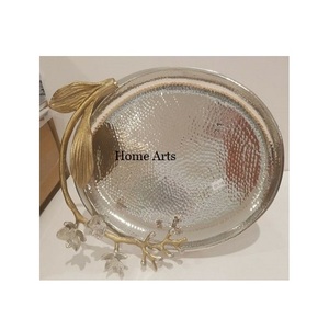 Plateau de service en acier inoxydable martelé, design tendance, forme rectangulaire, plateau de service pour desserts et dattes, en vente - Product Image 4