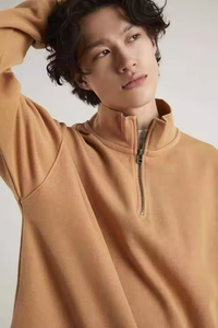 Custom Quarter Zip Fleece Crewneck sweatshirt Long Sleeve Cotton sweatshirt <b>Pullover</b> <b>men</b> women 14 Zip Fleece Sweatshirt - Product Image 4