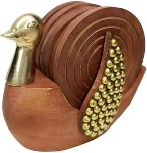 Posavasos de madera de acacia sólida al por mayor con logotipo personalizado almohadillas de madera con aislamiento térmico grabado estilo indio exótico clásico - Product Image 2