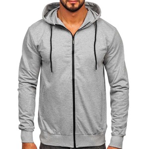 Sudadera con capucha y cremallera para hombre, invierno 2023, negra, forro polar, poliéster/algodón ecológico, para gimnasio, venta al por mayor - Product Image 6