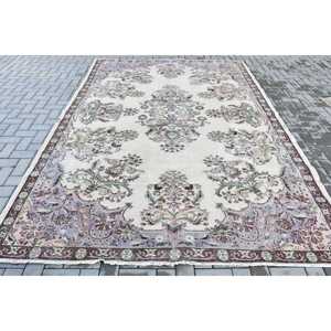 Tapis de 7,1 x 12,6 pieds, tapis turc vintage surdimensionné, tapis en laine blanche - Product Image 1