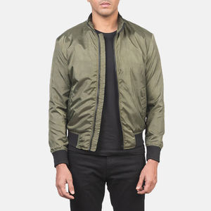 Blouson aviateur élégant en daim pour hommes avec col montant en polyester durable et poches fonctionnelles-Vente en gros - Product Image 1