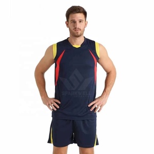เสื้อกล้ามวอลเลย์บอลสีน้ำเงินกรมท่าสำหรับผู้ชาย แบบคอกลม ซับเหงื่อ แห้งเร็ว สีพื้น สำหรับผู้ใหญ่ - Product Image 3