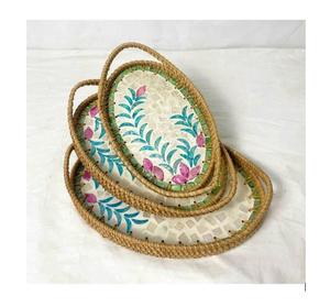 Plateau en rotin naturel de haute qualité, tissé à la main, pour la décoration de la maison et la présentation des aliments - Product Image 5