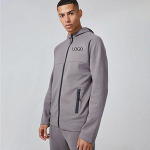 เสื้อฮู้ดมีซิปสำหรับผู้ชายเสื้อครอปมีฮู้ดเสื้อครอปผ้าฝ้าย100% ระบายอากาศได้ดีผ้าปะติดเสื้อโอเวอร์ไซส์ออกแบบได้ตามต้องการ - Product Image 6