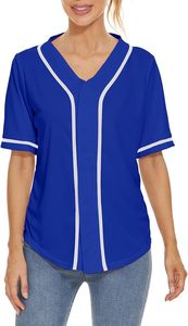 Camisetas de béisbol con botones de dos tonos para mujer Ropa deportiva Ropa de calle Diseño en blanco - Product Image 6